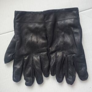 Me's Black Genuine Leather Gloves Fleece Lined Sz M Bikercore Moto Casual Winter